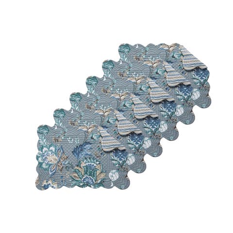Morrison Floral Cotton Quilted Reversible Machine Washable Placemat Machine Washable Set of 6