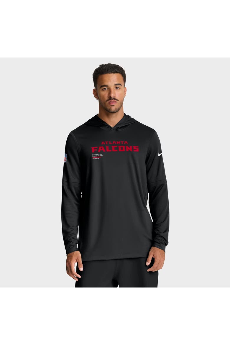 Men's Nike Black Atlanta Falcons Sideline Pure Fury Performance Long Sleeve Hoodie T-Shirt, Main, color, Black