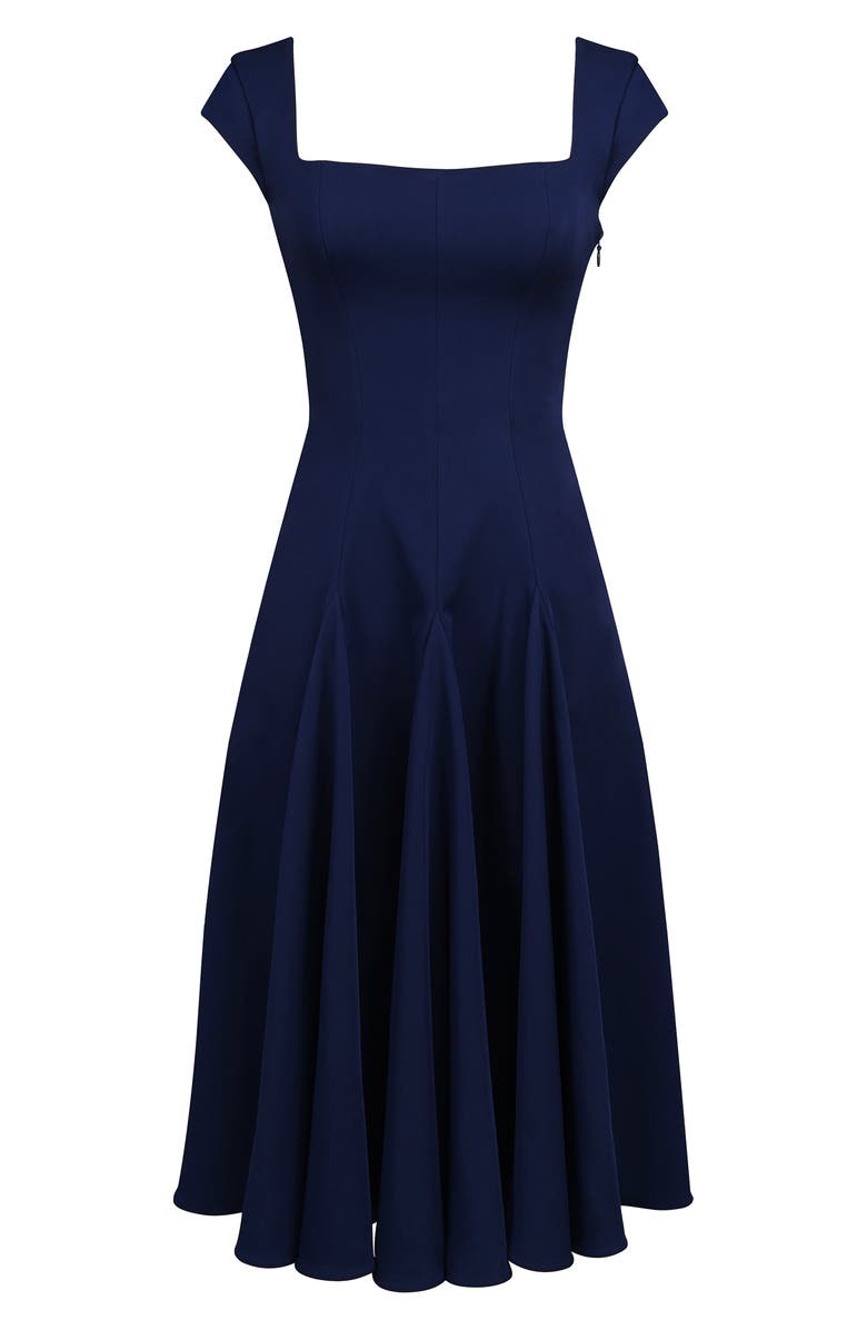 HOUSE OF CB Raisa Square Neck Peached Twill Cocktail Dress, Alternate, color, Navy