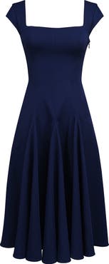 HOUSE OF CB Raisa Square Neck Peached Twill Cocktail Dress