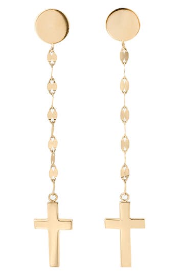 Lana Cross Linear Drop Earrings In Gold