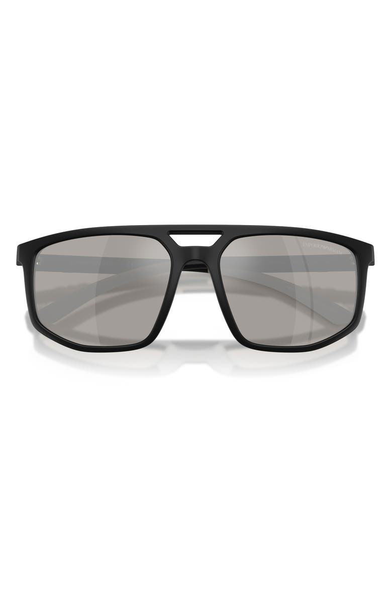 Emporio Armani 58mm Mirrored Square Sunglasses, Alternate, color, Black / Grey Mirror Silver