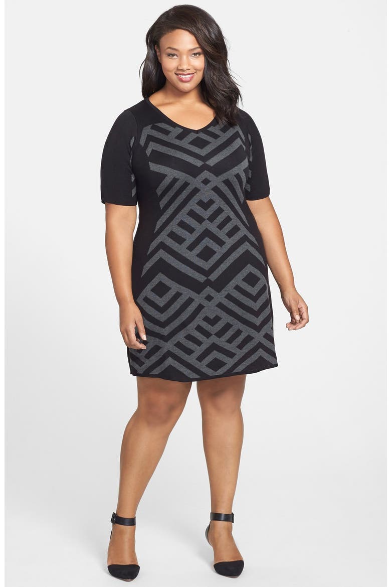 Sweater Dress, Main, color, BLACK/ GREY