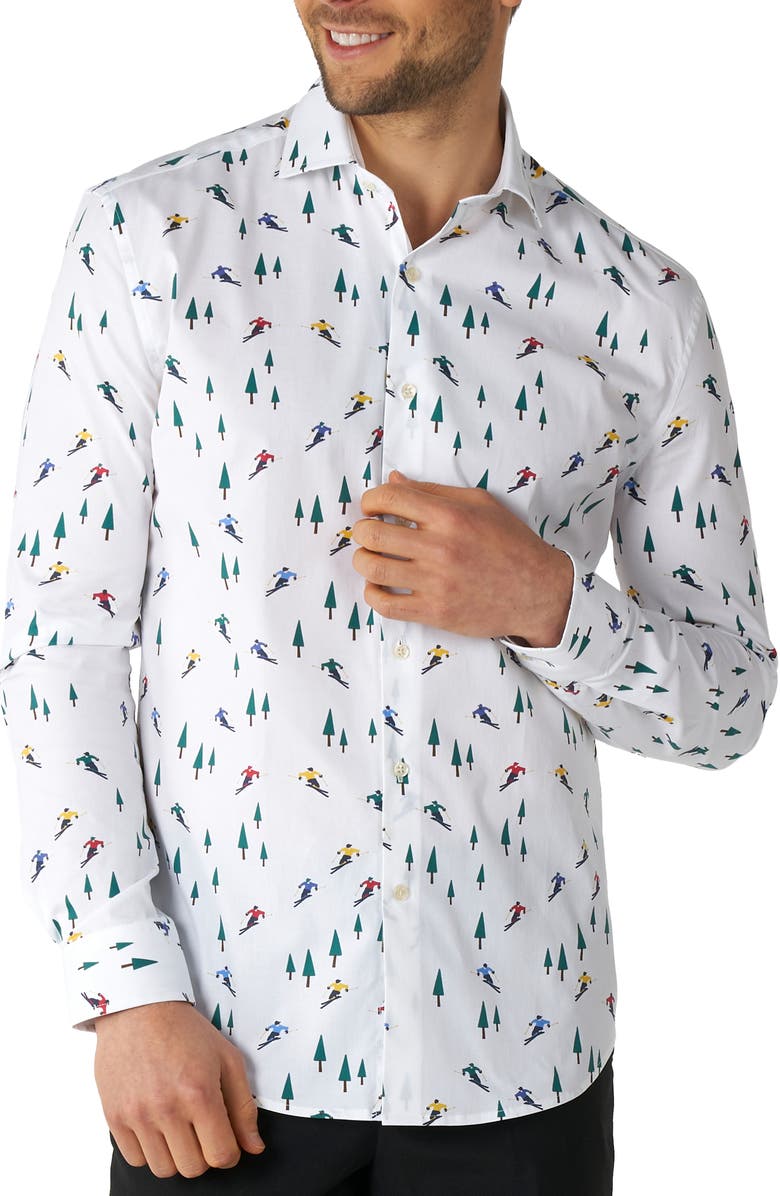 OppoSuits Winter Sprinter Stretch Button-Up Shirt, Main, color, White