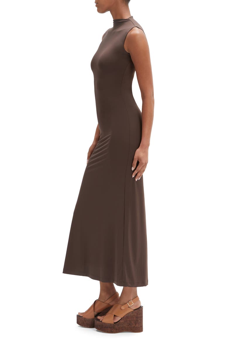 Veneda High Neck Maxi Dress, Alternate, color, CHOCOLATE