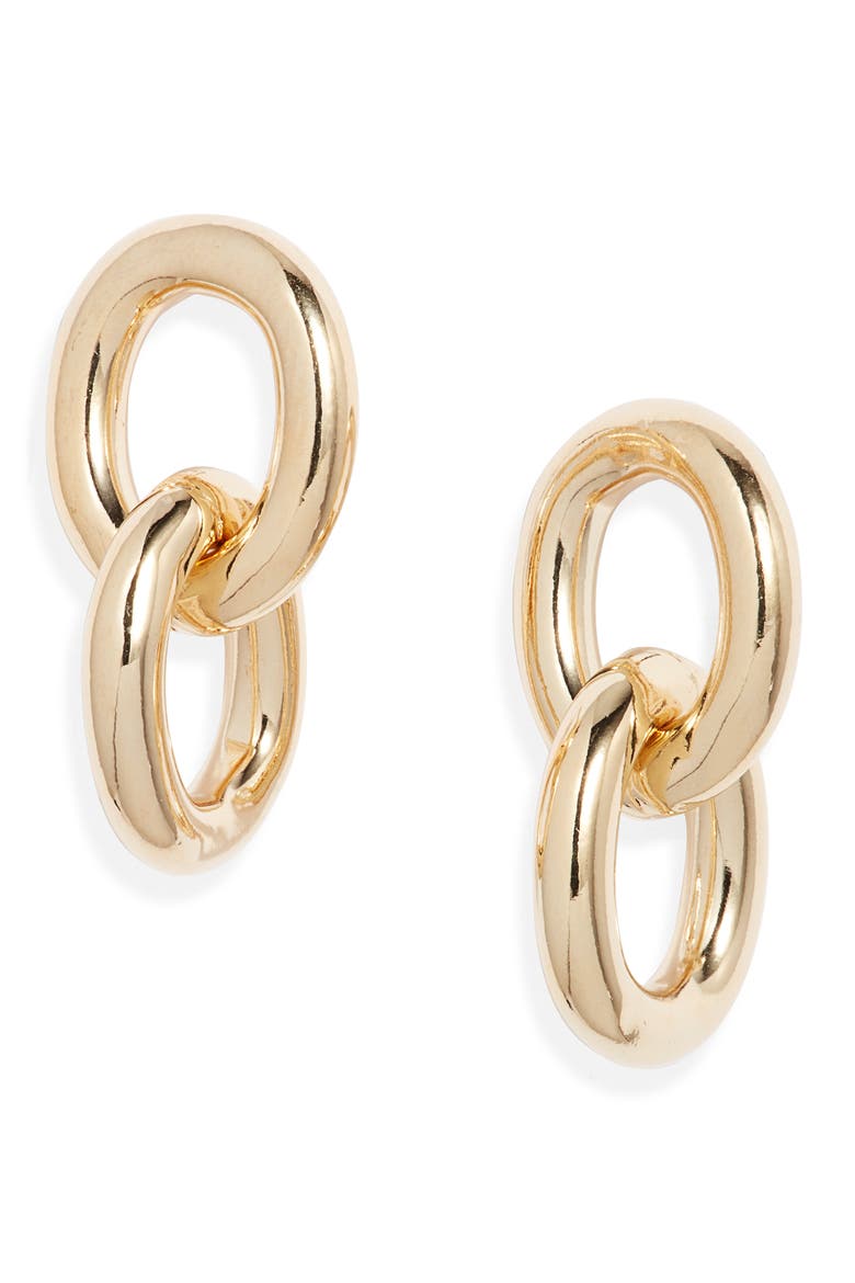 Clara Link Drop Earrings, Main, color, GOLD