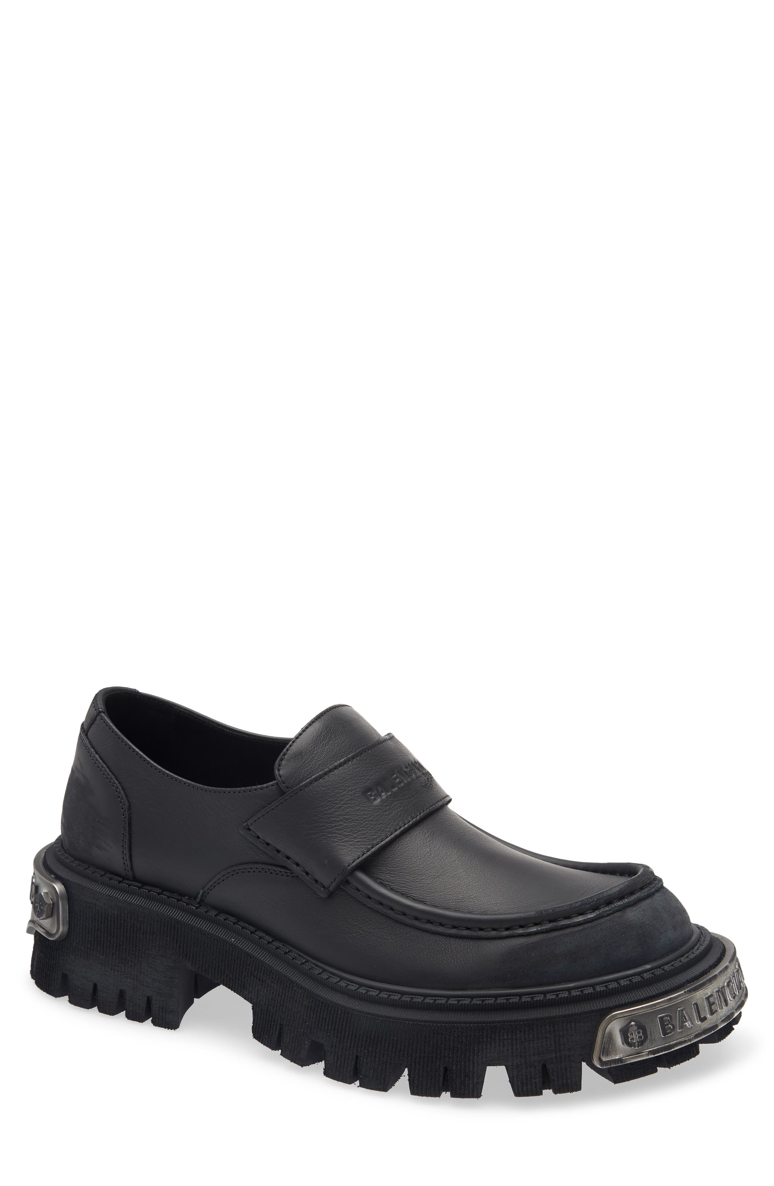 Tractor Lug Sole Loafer, Main, color, BLACK/ SILVER