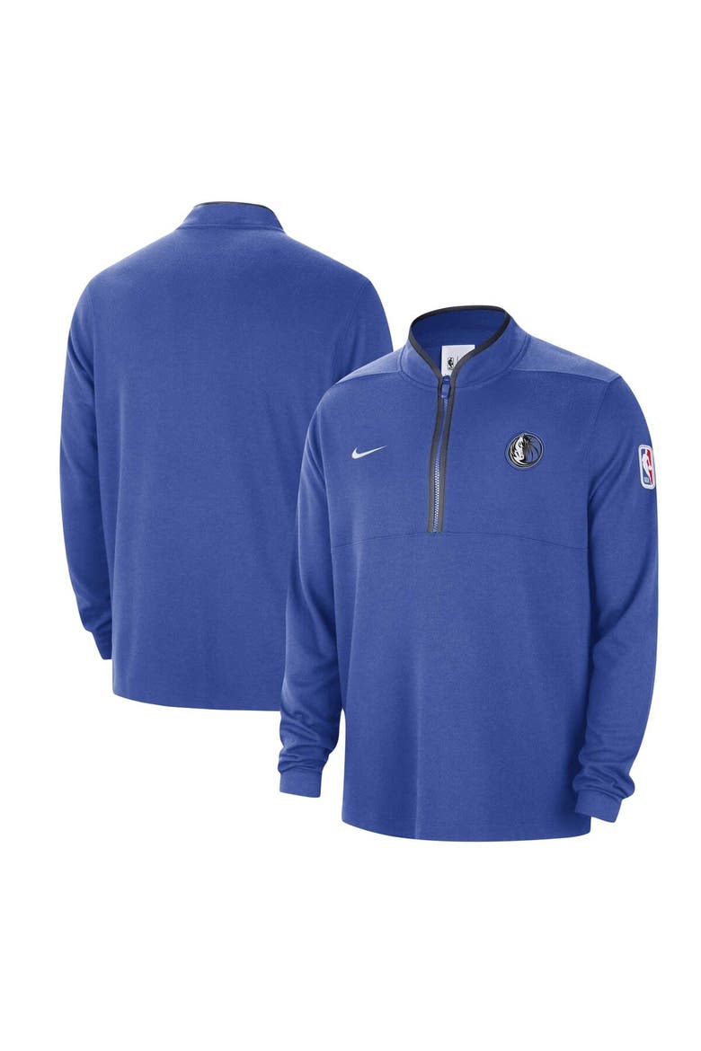 Men's Nike Blue Dallas Mavericks Authentic Performance Half-Zip Jacket, Alternate, color, Blue