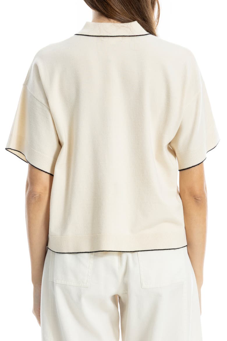 Boxy Polo Sweater, Alternate, color, IVORY/ BLACK