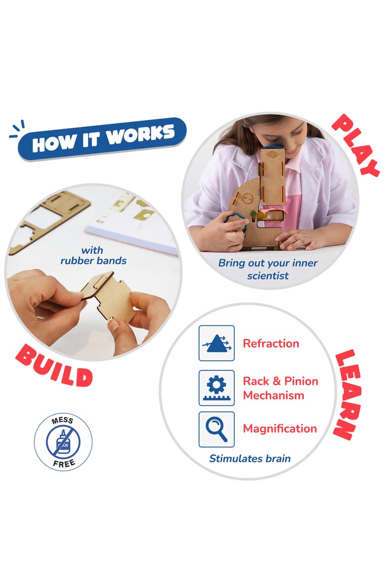 Microscope Diy Science Toy, Stem Building Set, Ages 8+, Alternate, color, Multicolored