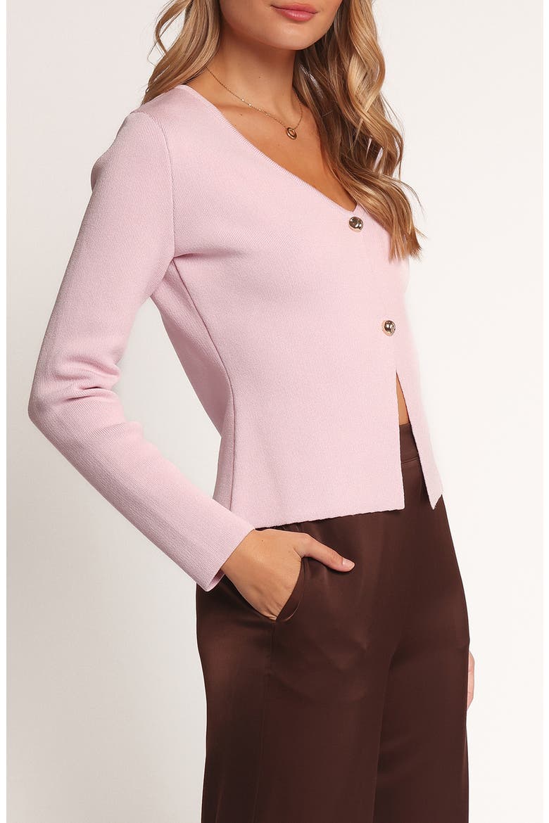 Perla V-Neck Split Front Cardigan, Alternate, color, PINK