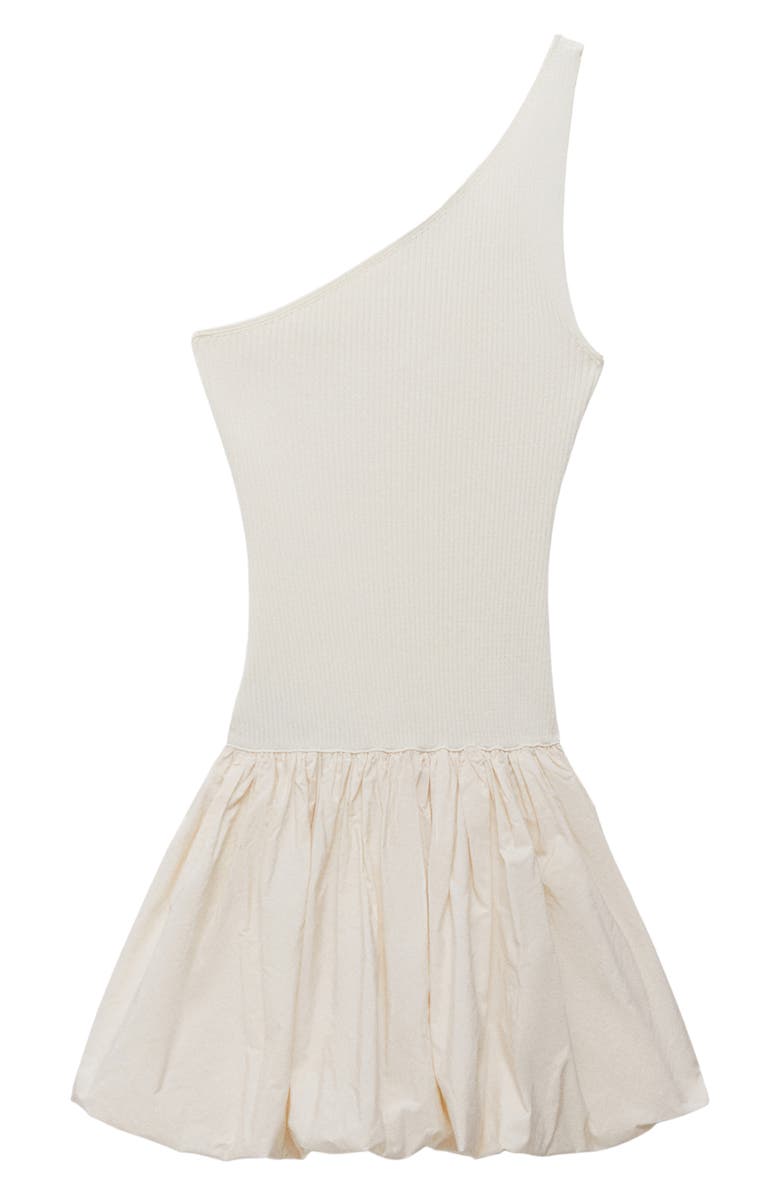 MANGO Rib One-Shoulder Bubble Minidress, Alternate, color,