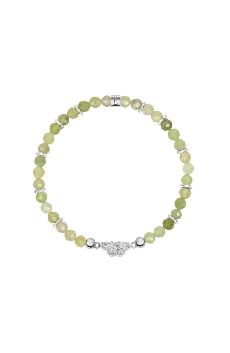 Karma and Luck Blissful Flight Jade Butterfly Bracelet, Main, color, Pastel Green/ Silver