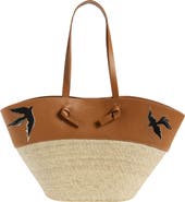 Altuzarra Large Knot Leather & Straw Basket Tote