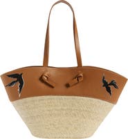 Altuzarra Large Knot Leather & Straw Basket Tote