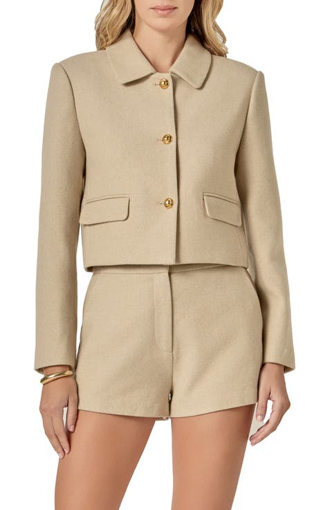 Cropped Wool Blend Jacket