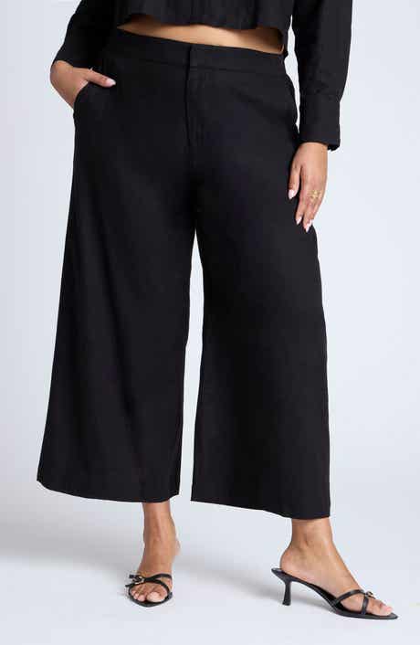 Wide Leg Crop Linen Blend Pants