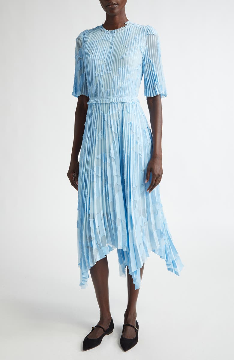 Jason Wu Collection Pleated Floral Fil Coupé Dress, Alternate, color, 
