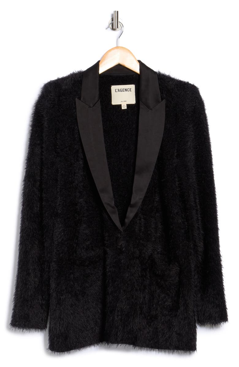 L'AGENCE Baileigh Mixed Media Blazer, Alternate, color, Black