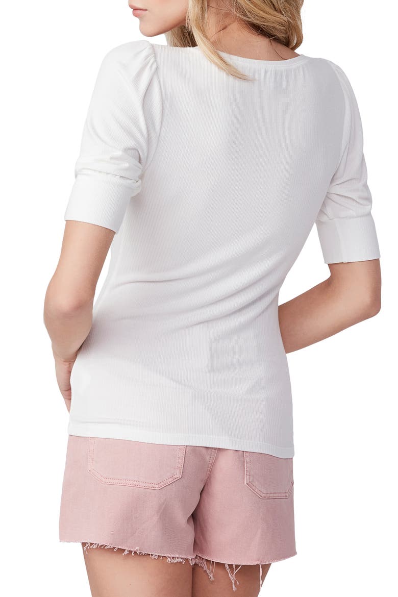 Sakura Puff Sleeve Ribbed Top, Alternate, color, IVORY