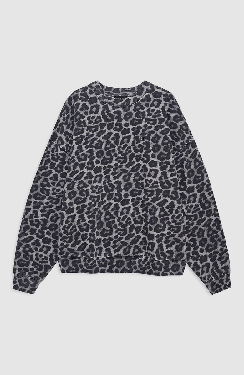 ANINE BING Miles Sweatshirt, Alternate, color, Grey Leopard