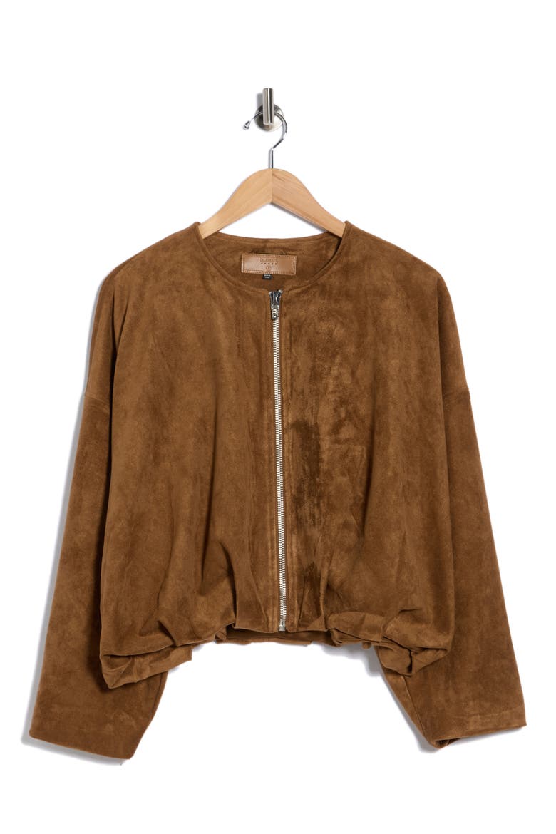 Faux Suede Bubble Hem Jacket, Alternate, color, FAVORITE DUO