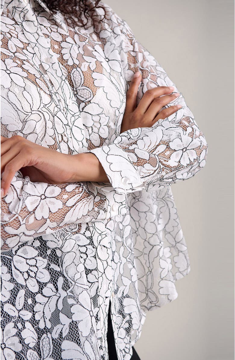 Anne Fontaine Women's Shirt  Daniela White And Black Sheer Oversized Shirt, Alternate, color, Black/White