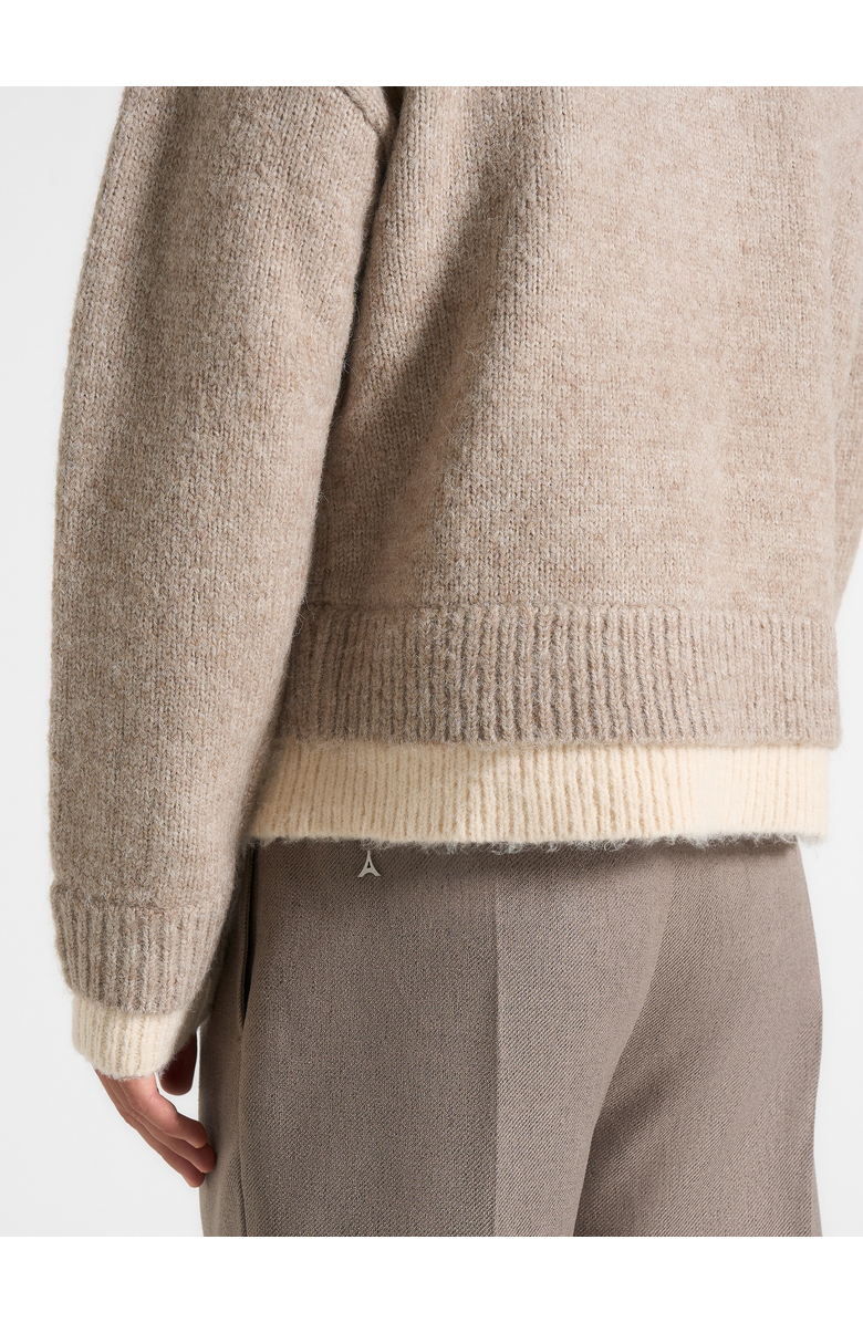 Manière De Voir Jacques Unisex Double Layer V-Neck Knit Jumper, Alternate, color, Taupe