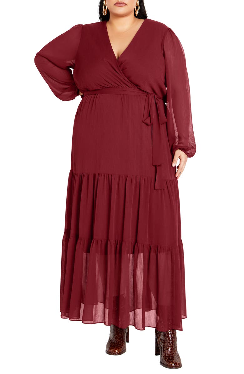 City Chic Xander Long Sleeve Maxi Dress, Main, color, 