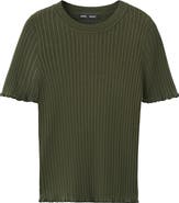 MANGO Cotton Blend Rib T-Shirt