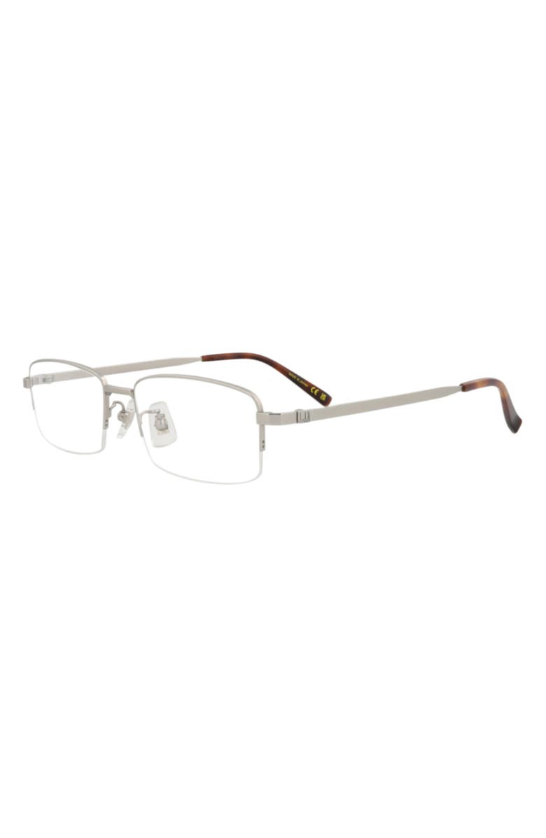 Dunhill 53mm Half Rim Rectangular Optical Glasses, Alternate, color, Silver Transparent