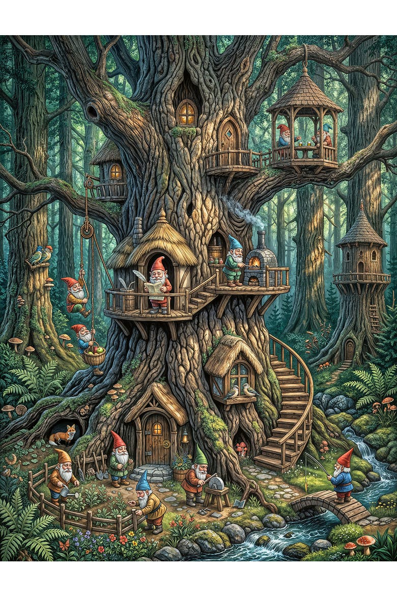 Gnomes Hard at Work 500, Alternate, color, Multicolor