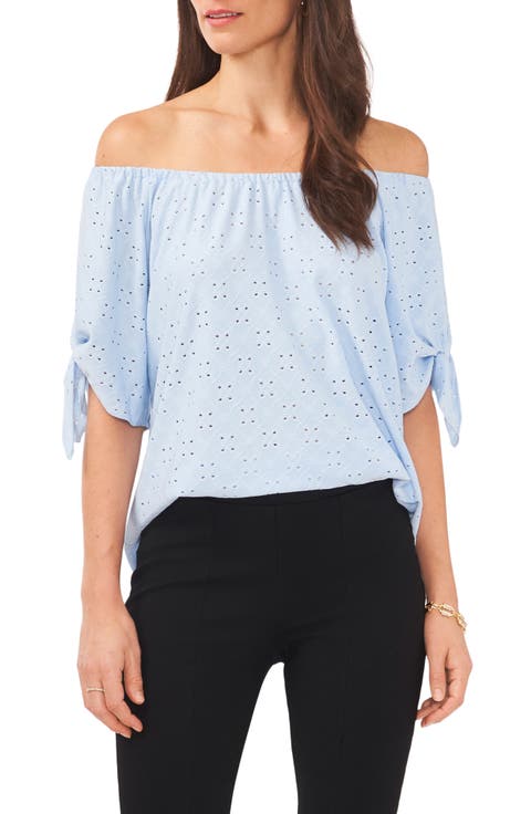 Cold Shoulder Knit Eyelet Top