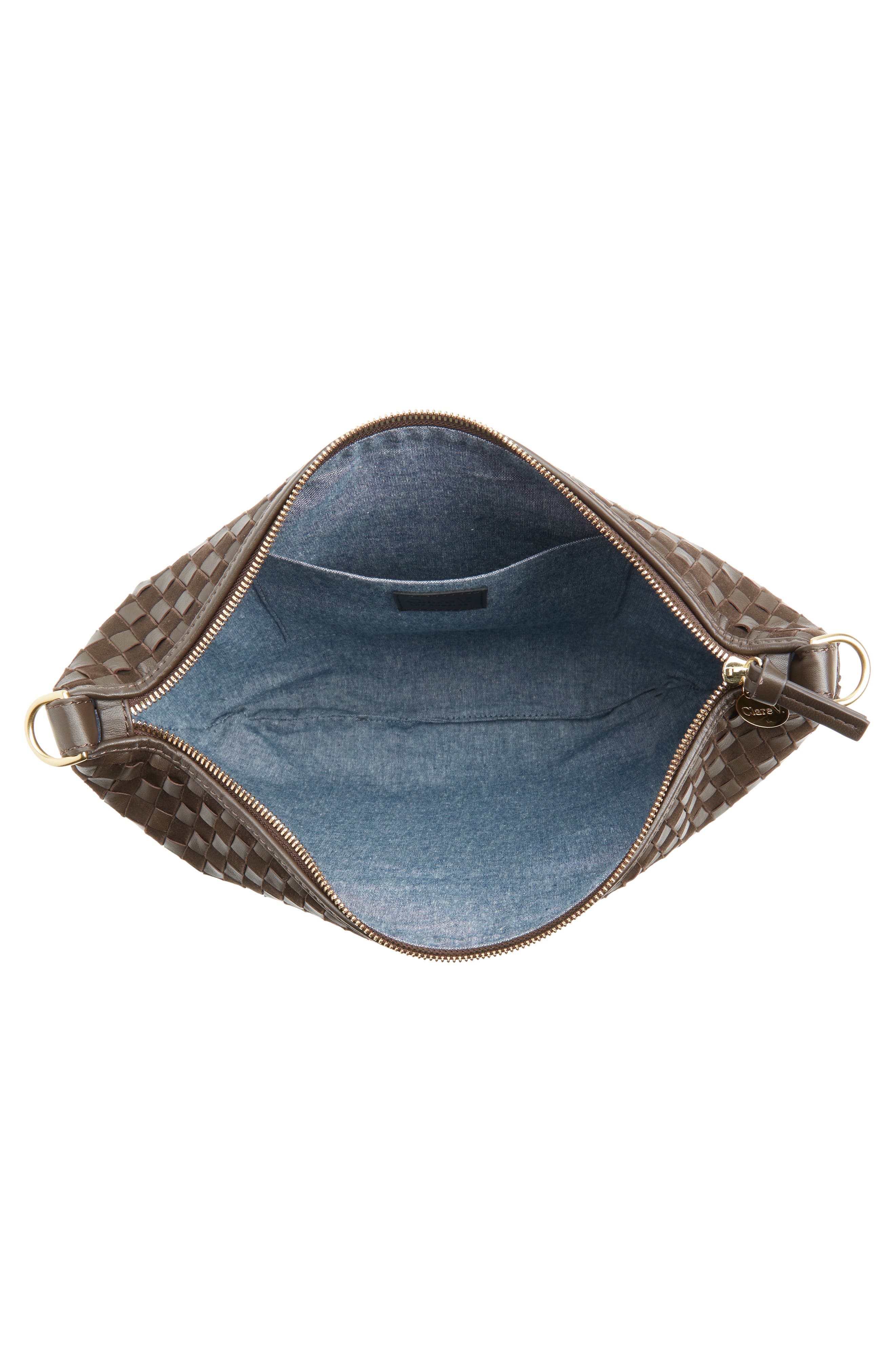 Clare V. Moyen Woven Leather & Suede Messenger Bag, Alternate, color, 
