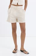 MANGO Pinstripe Pleated Bermuda Shorts