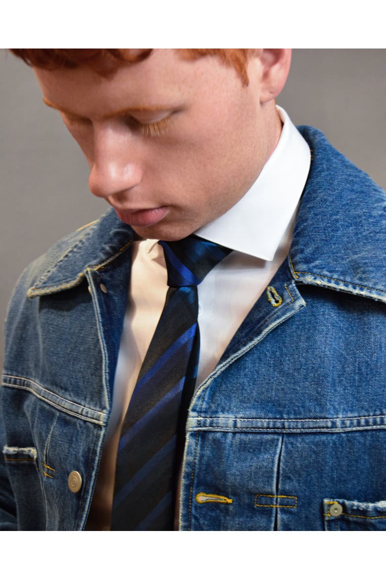 Awning Striped Silk Jacquard Tie, Alternate, color, Multi Blue
