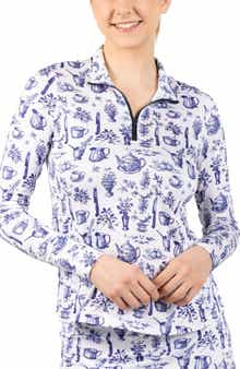 TailorByrd Toile Print Performance Quarter Zip Pullover
