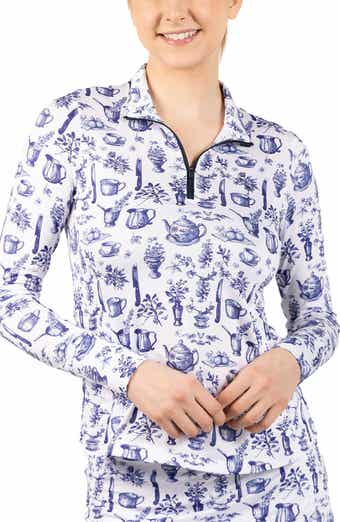 TailorByrd Toile Print Performance Quarter Zip Pullover