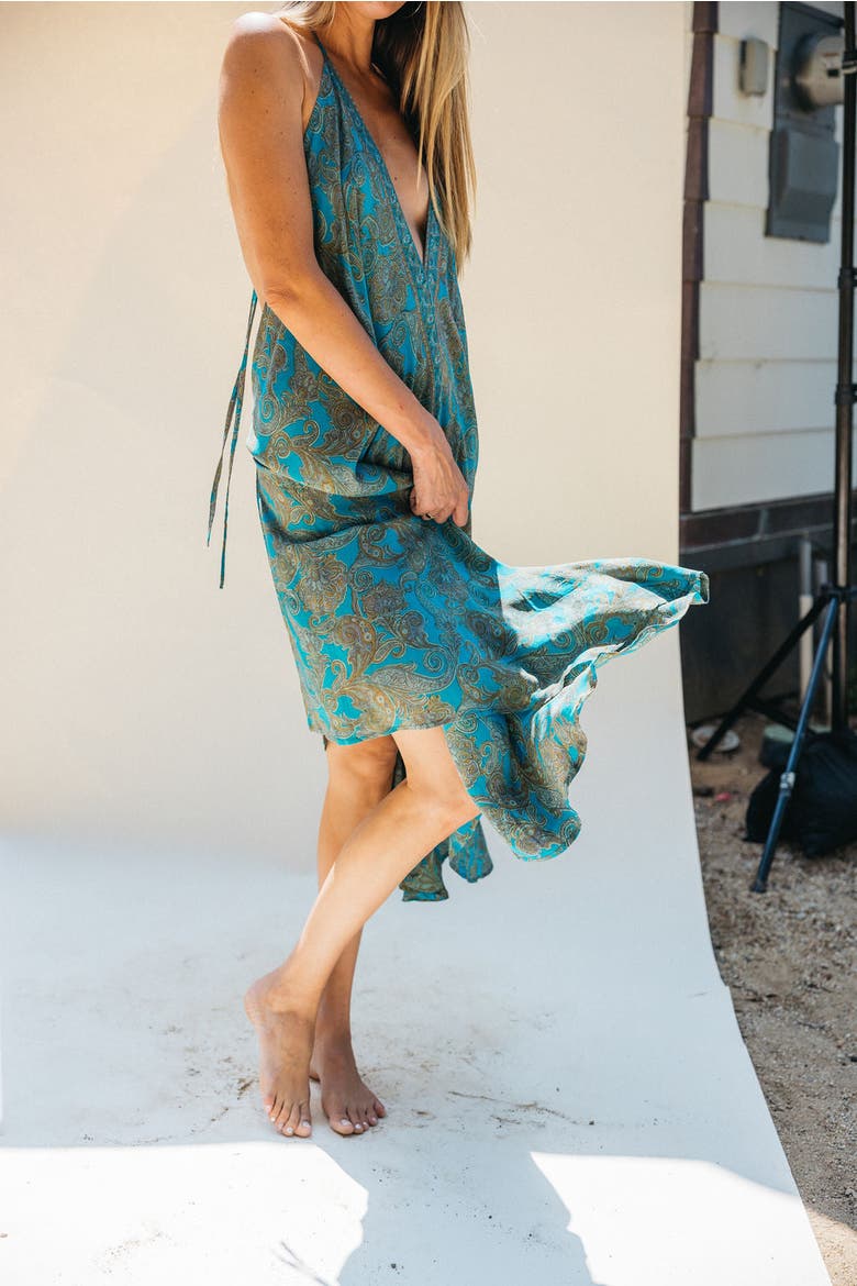 Classic Silk Dress Dandelion, Alternate, color, Teal