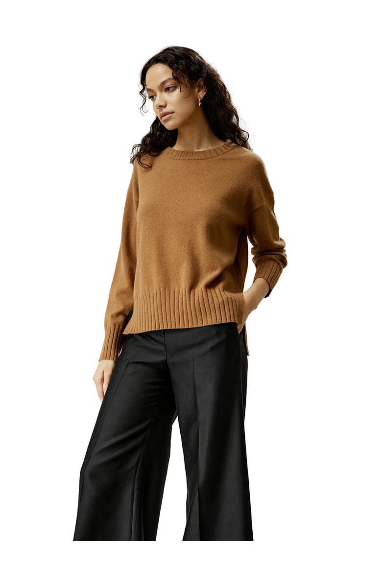 Women's Crew Neck Cashmere Sweater, Main, color, Brown