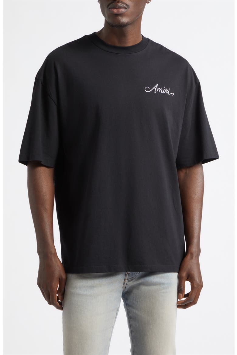 Oversize MA Check Patch Appliqué Skate T-Shirt, Main, color, BLACK