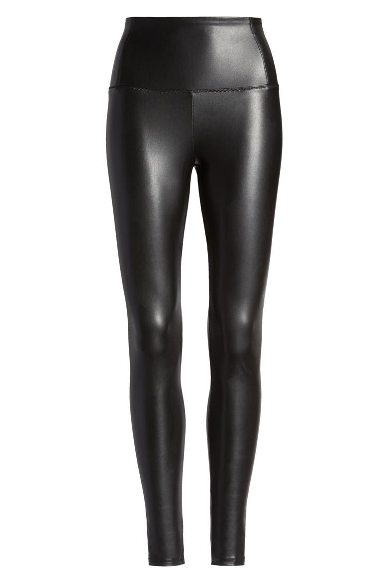 Cora Faux Leather Leggings, Alternate, color, BLACK