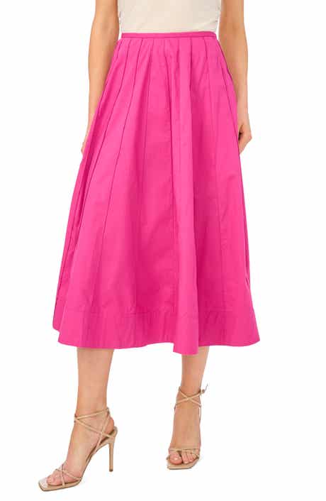 Pintuck Cotton Midi Skirt