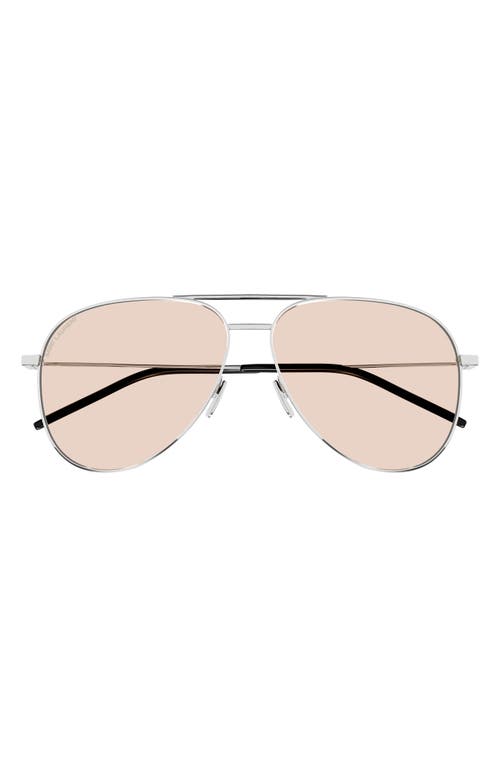 Saint Laurent 59mm Pilot Sunglasses In Silver