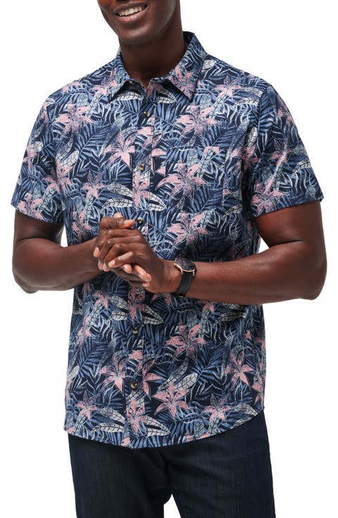Shoot the Channel Floral Short Sleeve Stretch Button-Up Shirt
