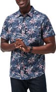 TravisMathew Shoot the Channel Floral Short Sleeve Stretch Button-Up Shirt