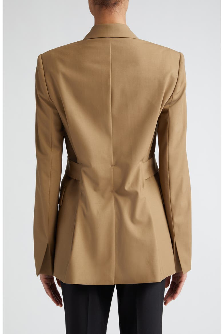 Belted Stretch Wool Blazer, Alternate, color, TOFFEE