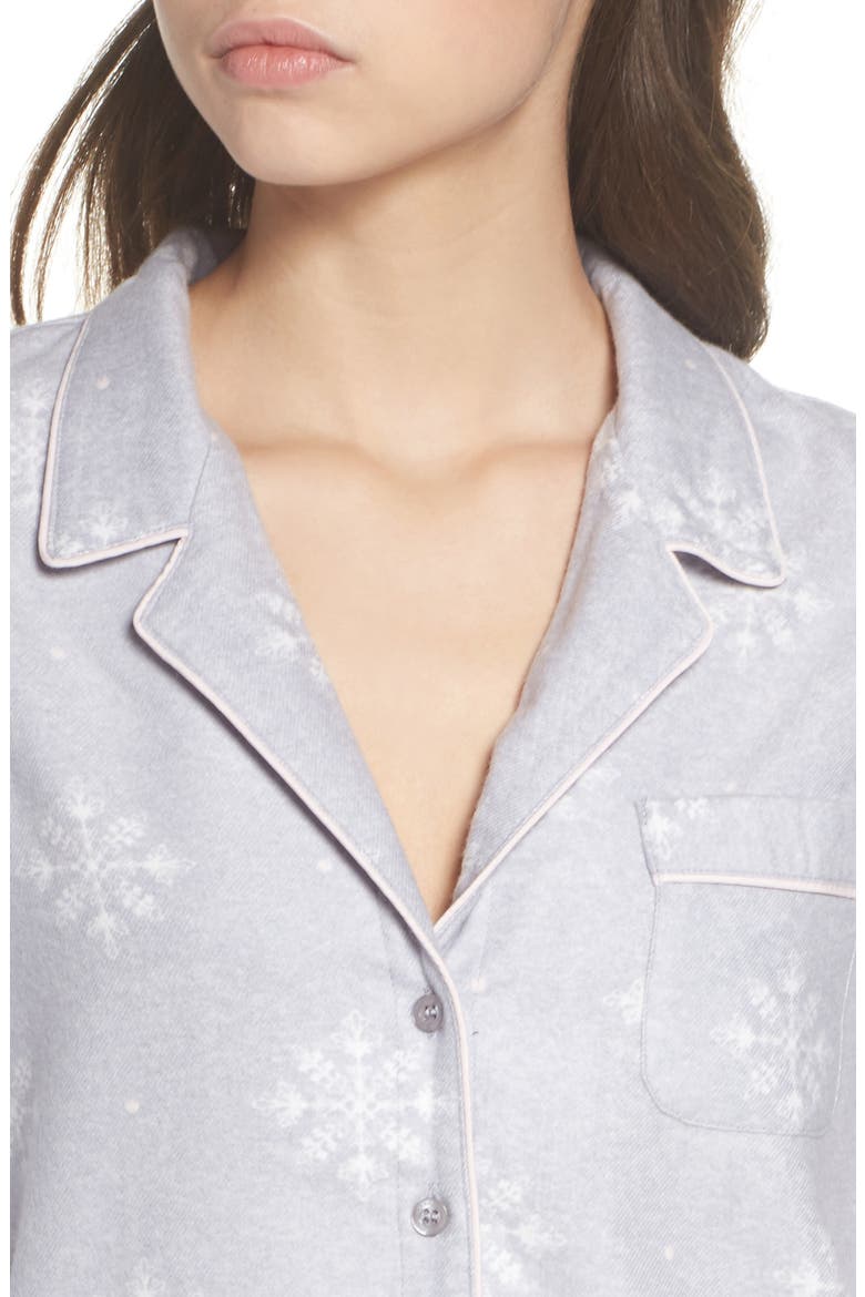 Lingerie Starlight Flannel Pajamas, Alternate, color, GREY STEEL HTHER SNOW CRYSTALS