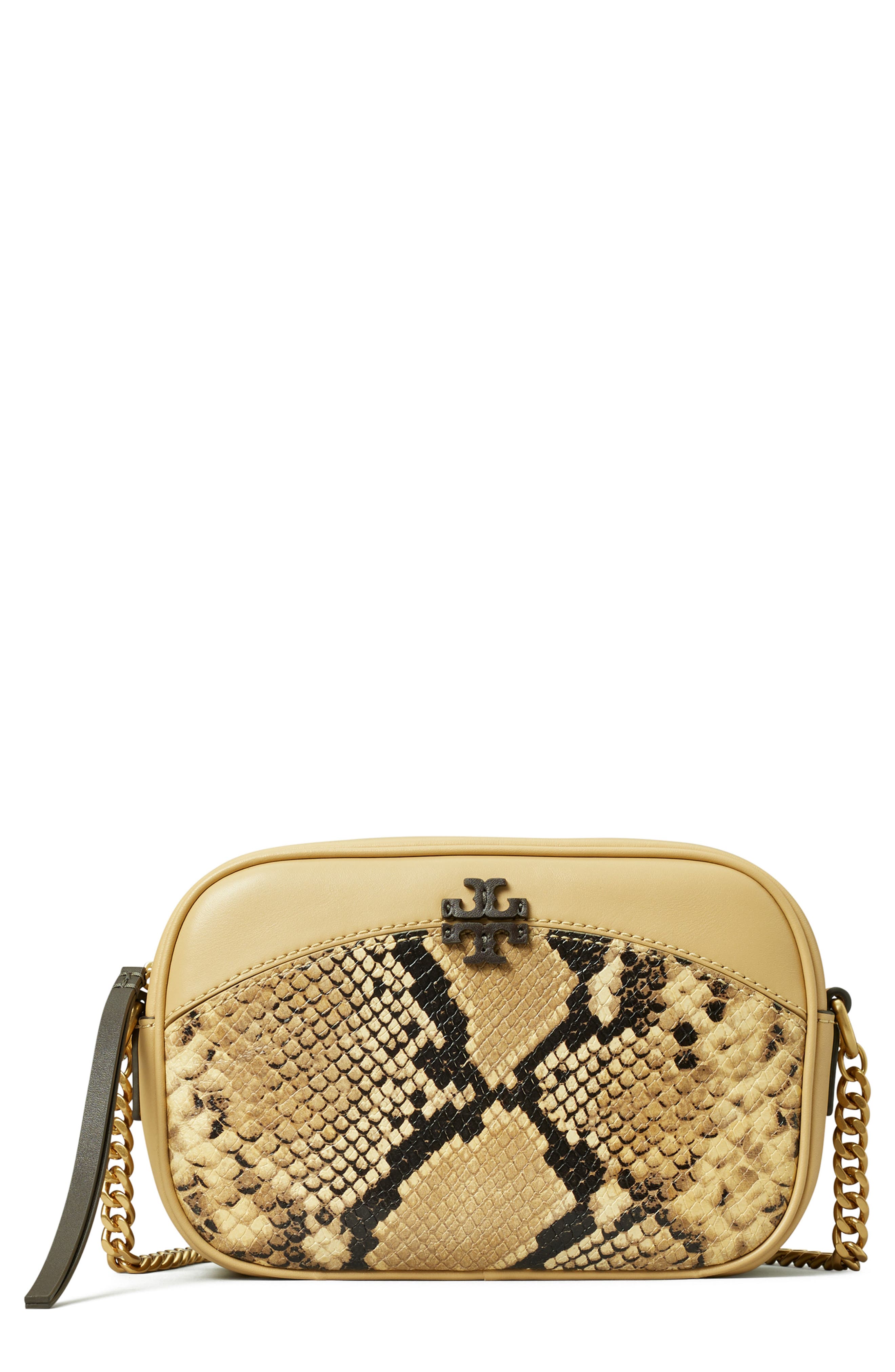 Tory Burch McGraw Snake Embossed Leather Camera Bag, Main, color, 