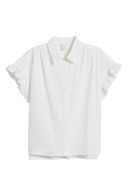 CASLONR CASLON(R) RUFFLE SHORT SLEEVE BUTTON-UP SHIRT